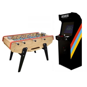 Borne d’arcade Pandora Box avec monnayeur + baby-foot Petiot 200 personnalisable